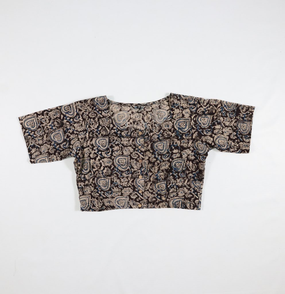 Brown & Blue Crop Top